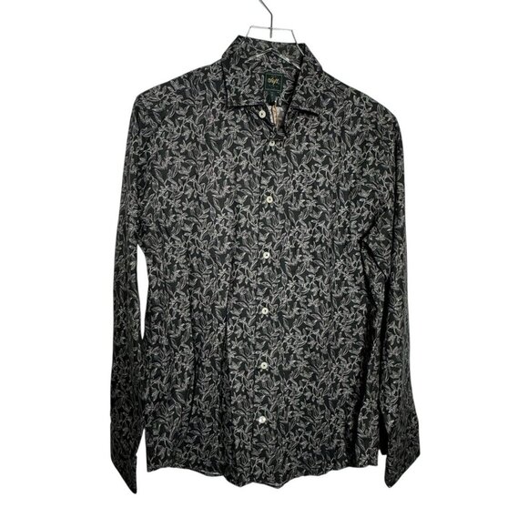 Soft Cloth Brand soft point collar mens shirt italian leaf print size medium - Picture 2 of 11